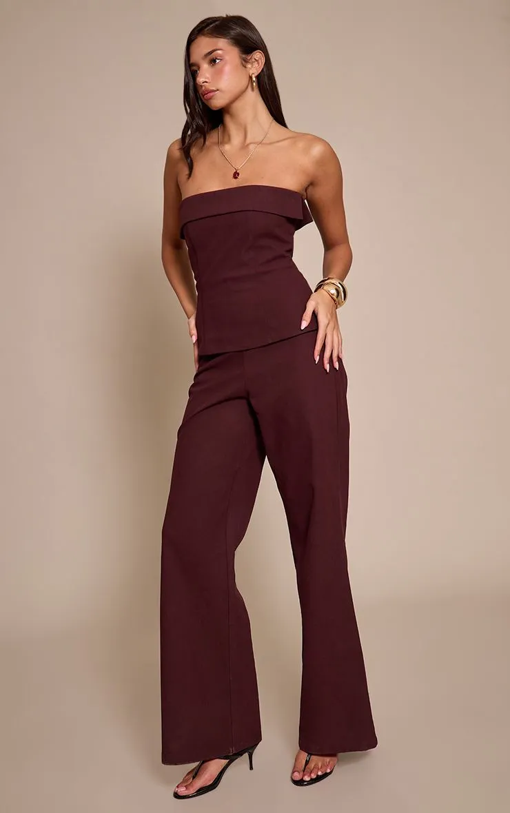 Faux Suede Bandeau Foldover Jumpsuit - 3