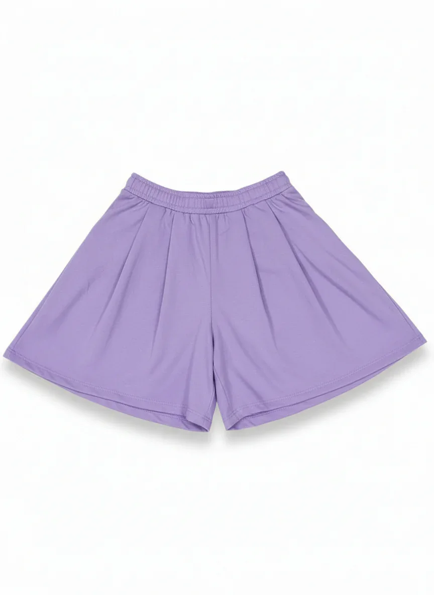 Purple Pleated Sweatshort