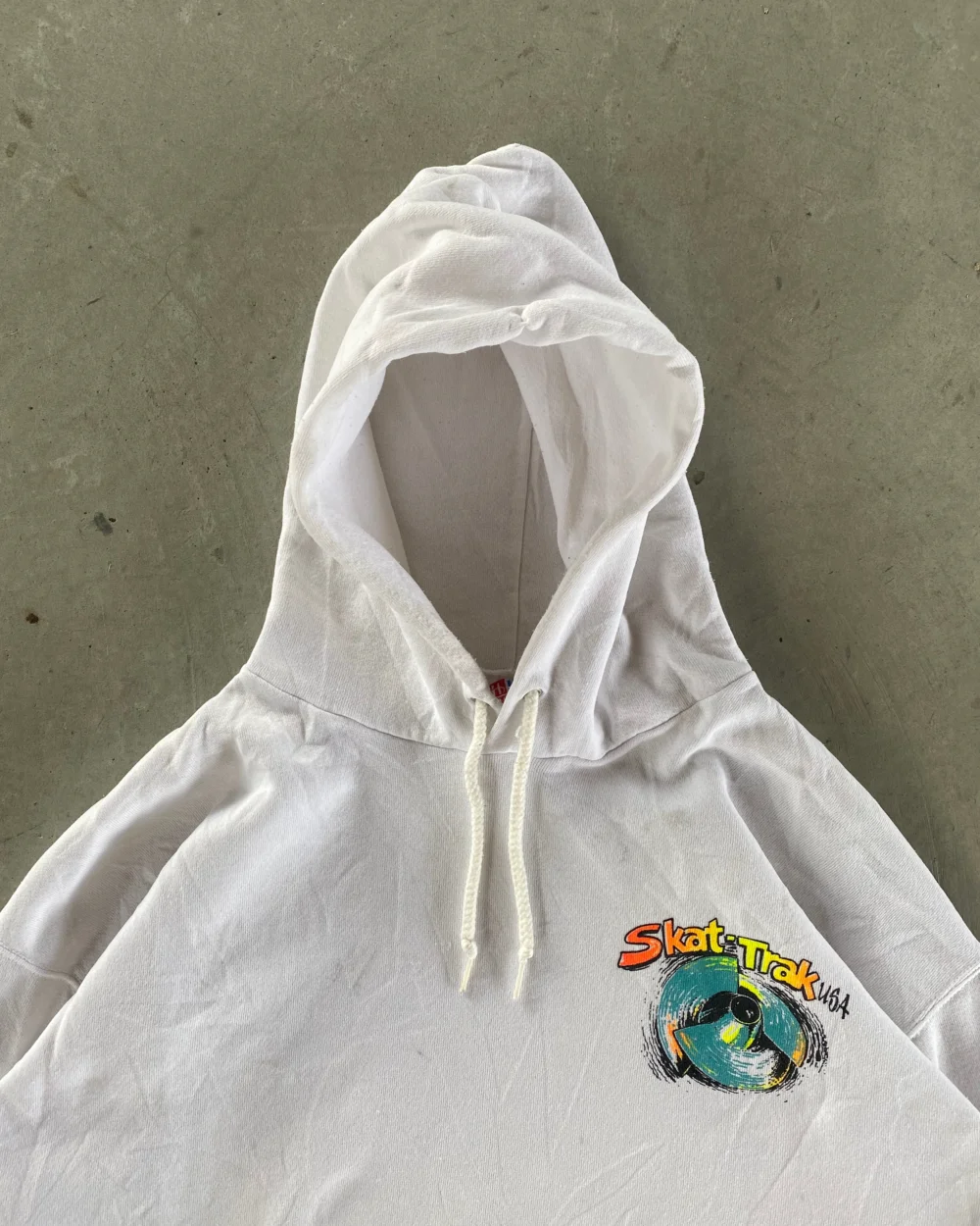 1990s - White "Skat-Track" Graphic Hoodie - L/XL - 5