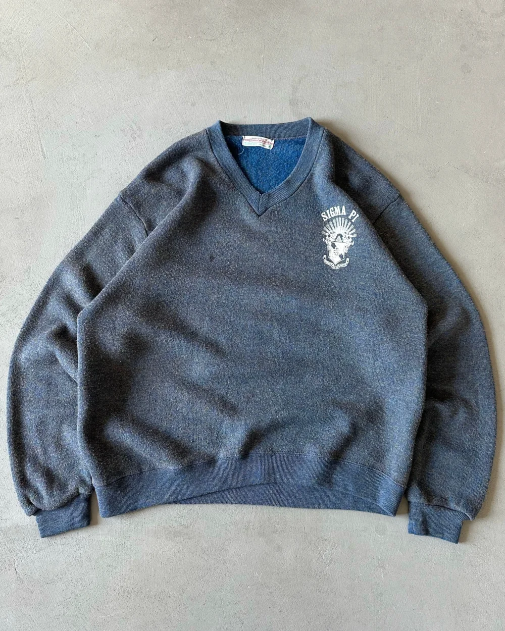 1970s - Navy/Multi Sigma Pi Creslan Sweatshirt - L