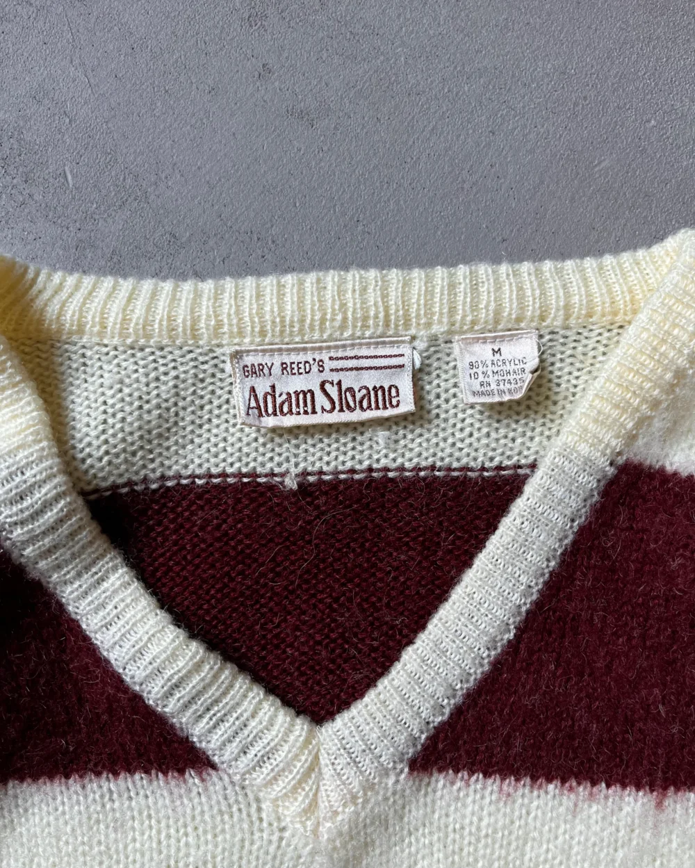 1980s - Cream/Navy Striped Sweater - M - 3