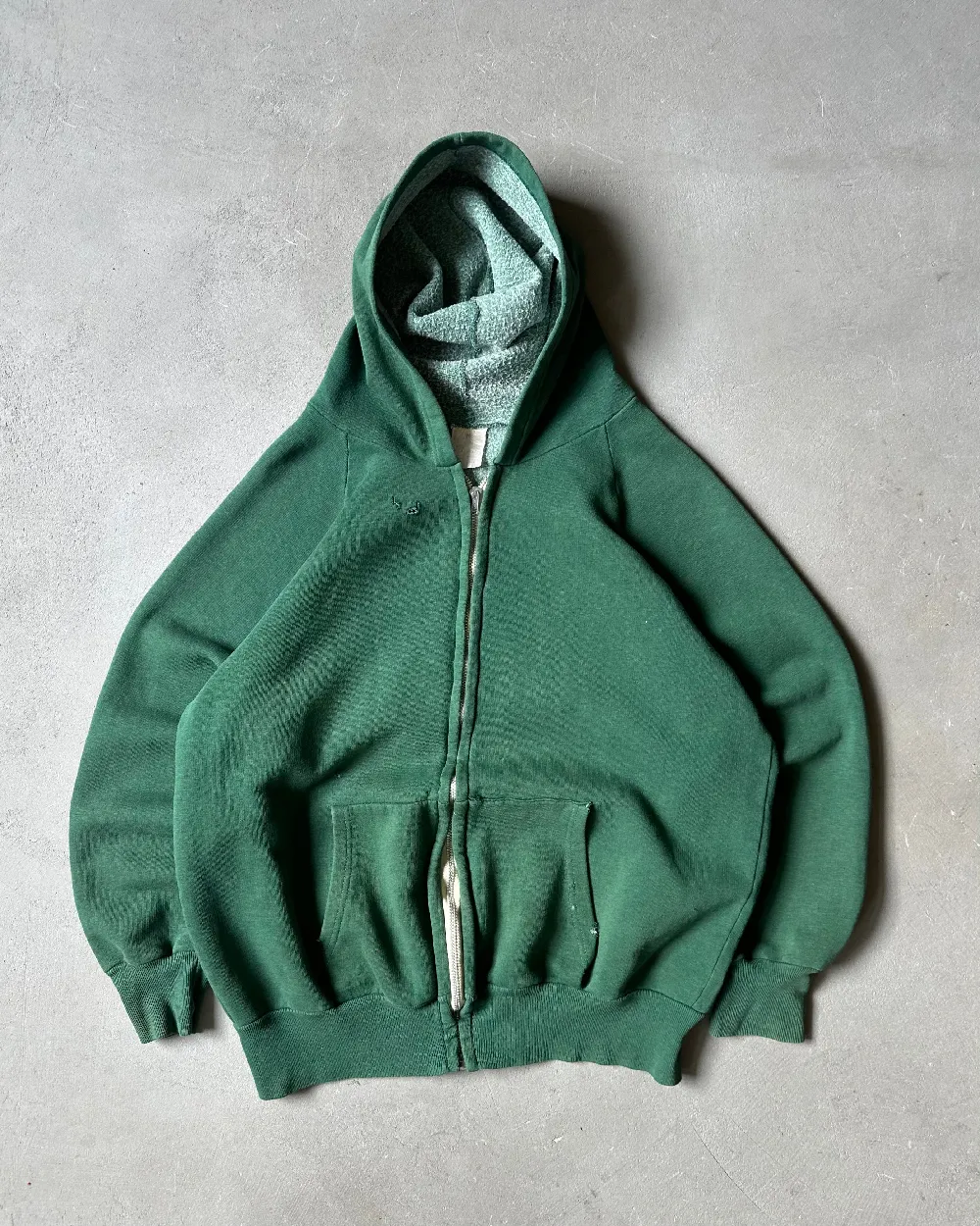 1970s - Distressed Green Zip Up Hoodie - S