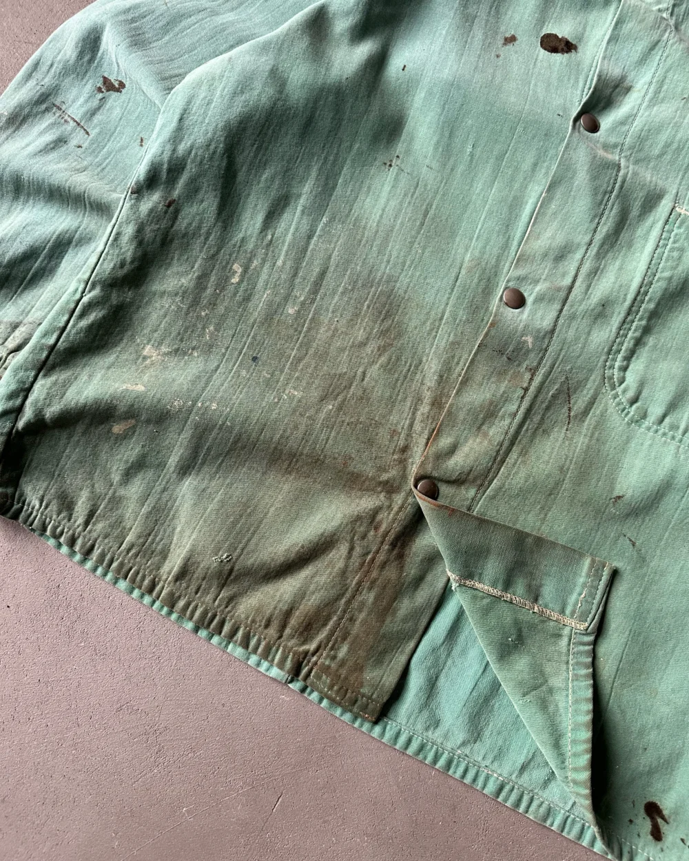 1990s - Distressed Aqua Chore Over Shirt - M/L - 5