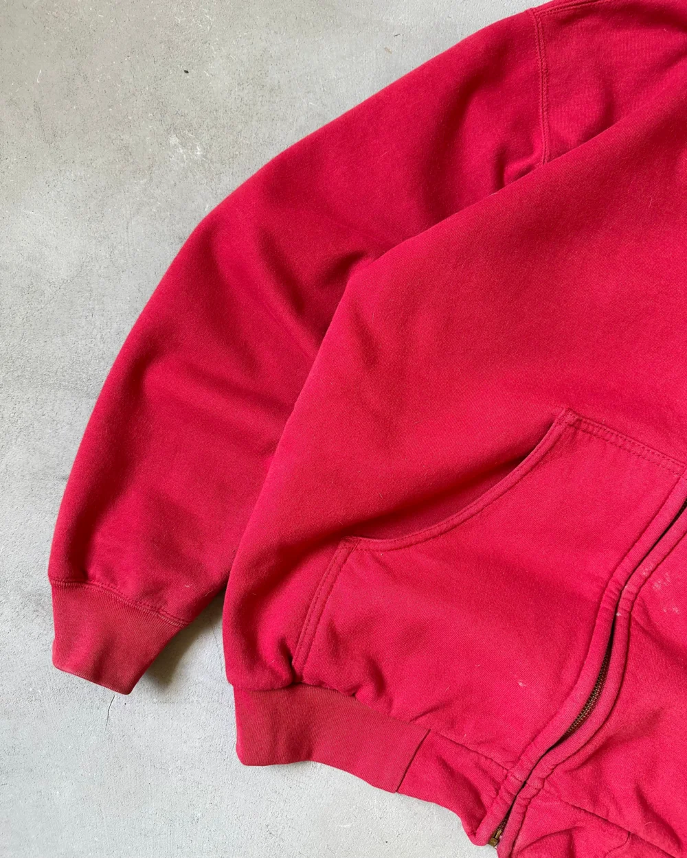 1990s - Distressed Red Carhartt Zip Up Hoodie - M - 2