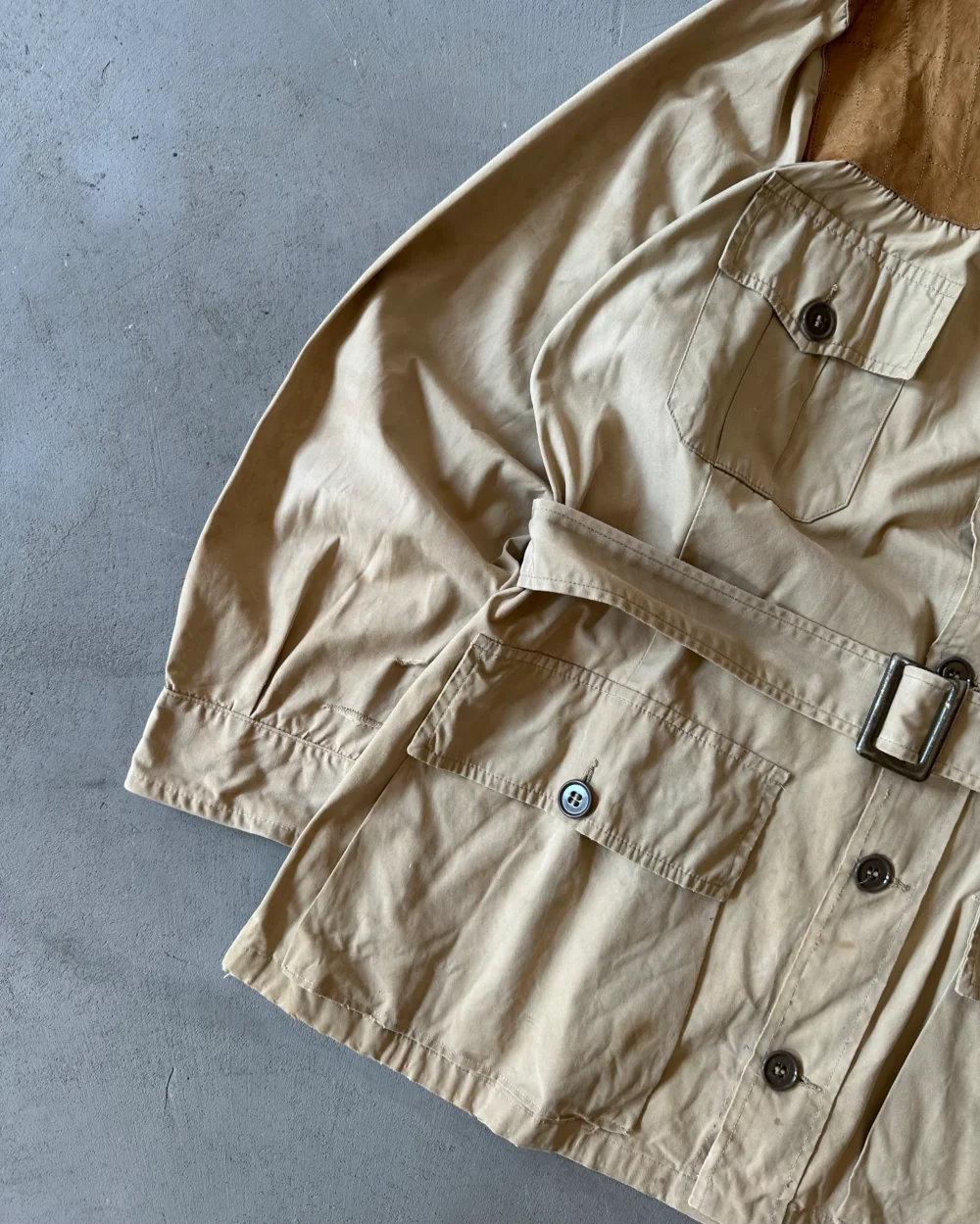 1950s - Beige Busch Coat Poplin Safari Overshirt - L - 2