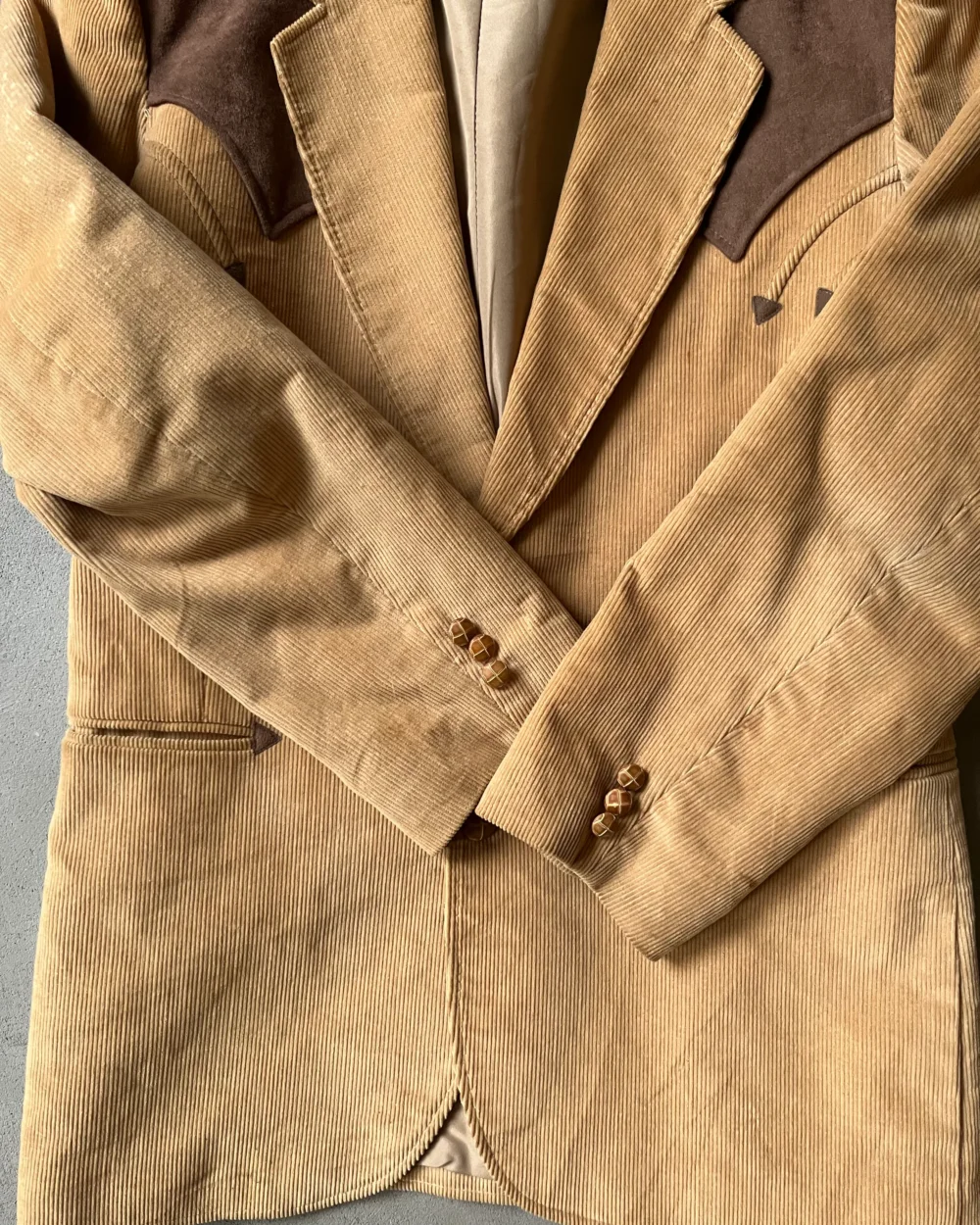 1970s - Beige Western Corduroy Blazer - 44 - 3