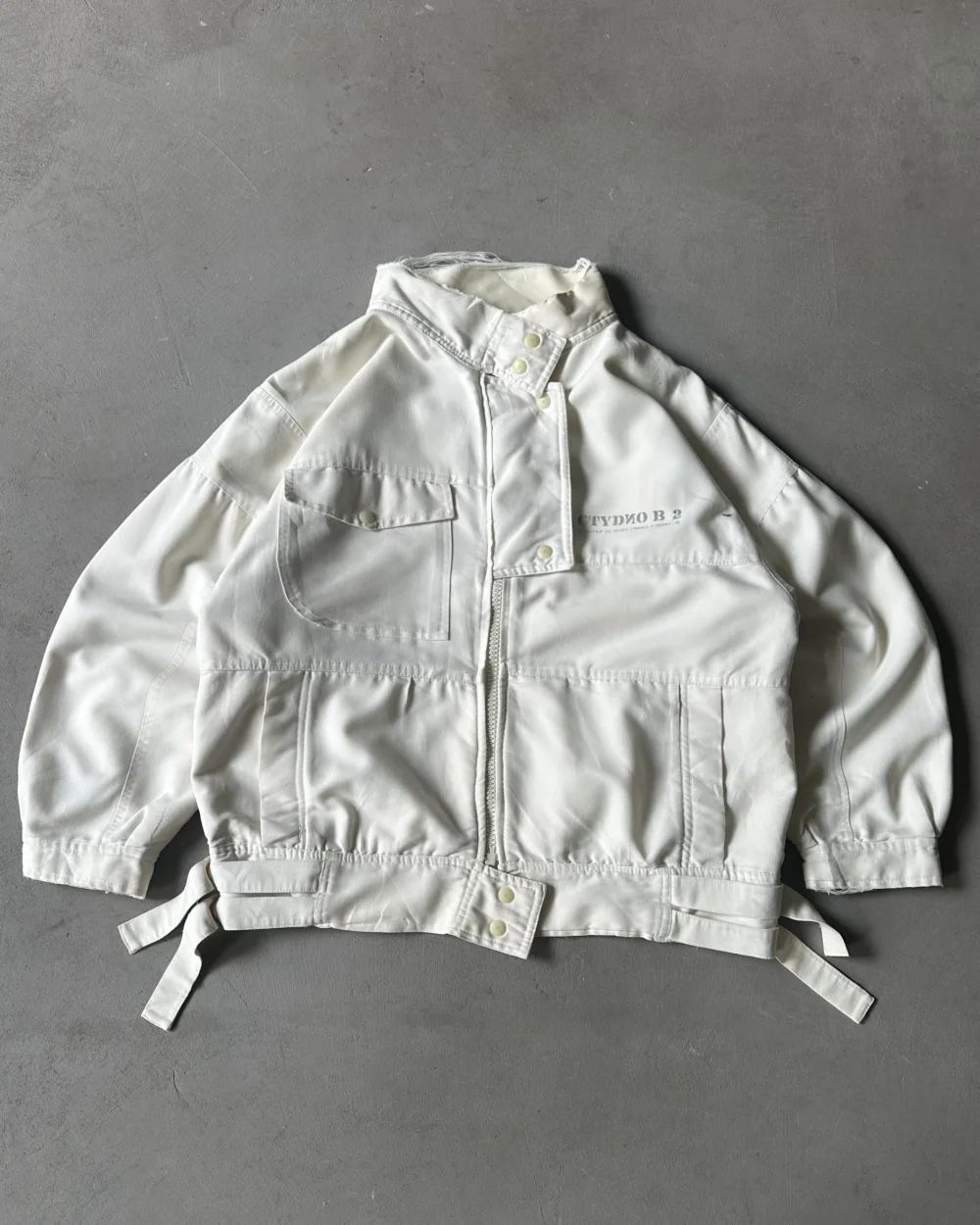 1980s - White Distressed Utility Jacket - S/M