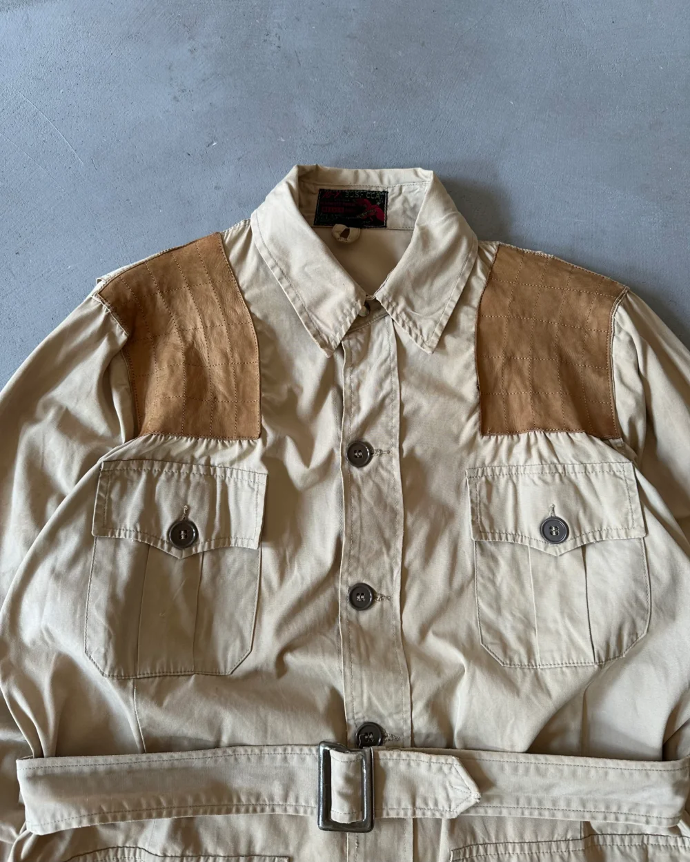 1950s - Beige Busch Coat Poplin Safari Overshirt - L - 3