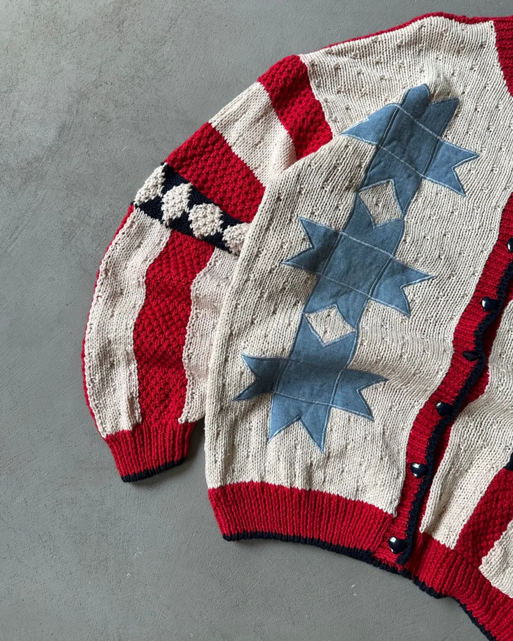 1990s - Navy/Red USA Women’s Cardigan - (W)L - 3