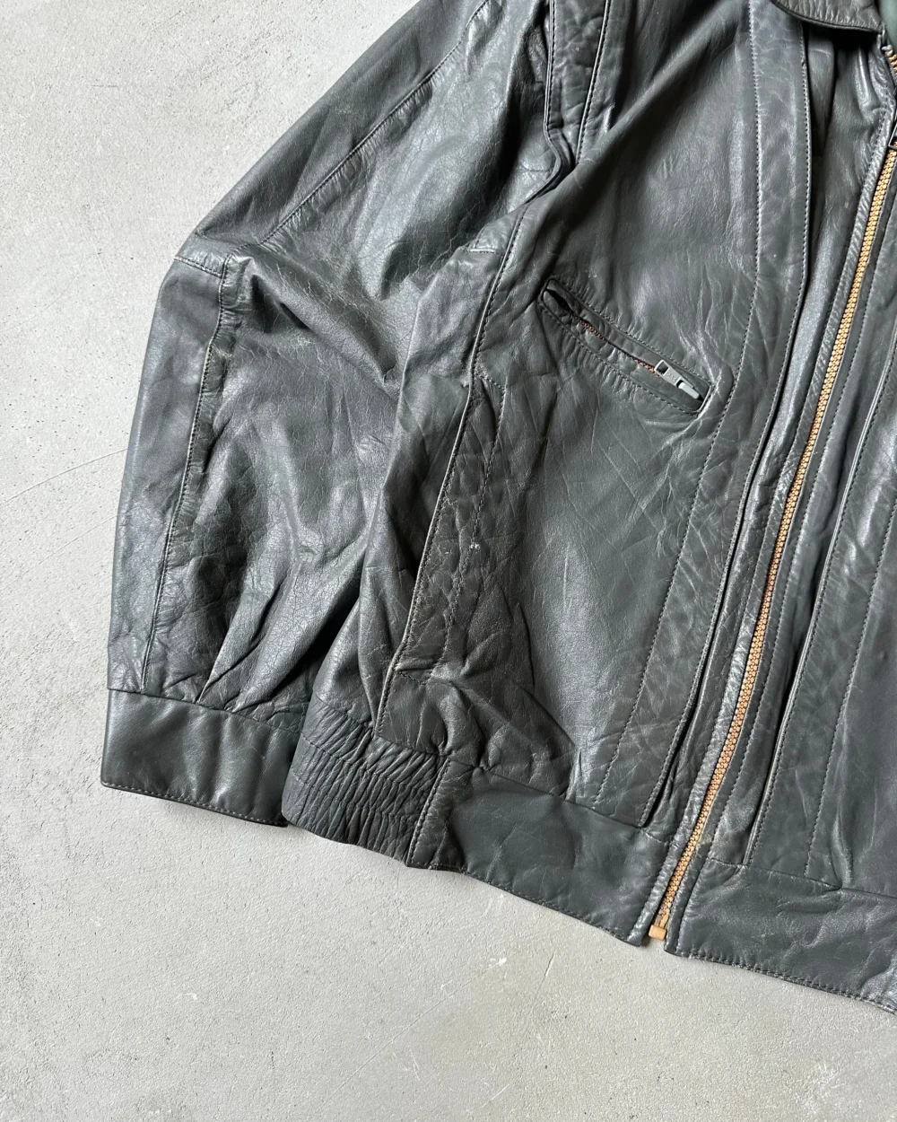 1980s - Faded Grey Leather Jacket - M - 3