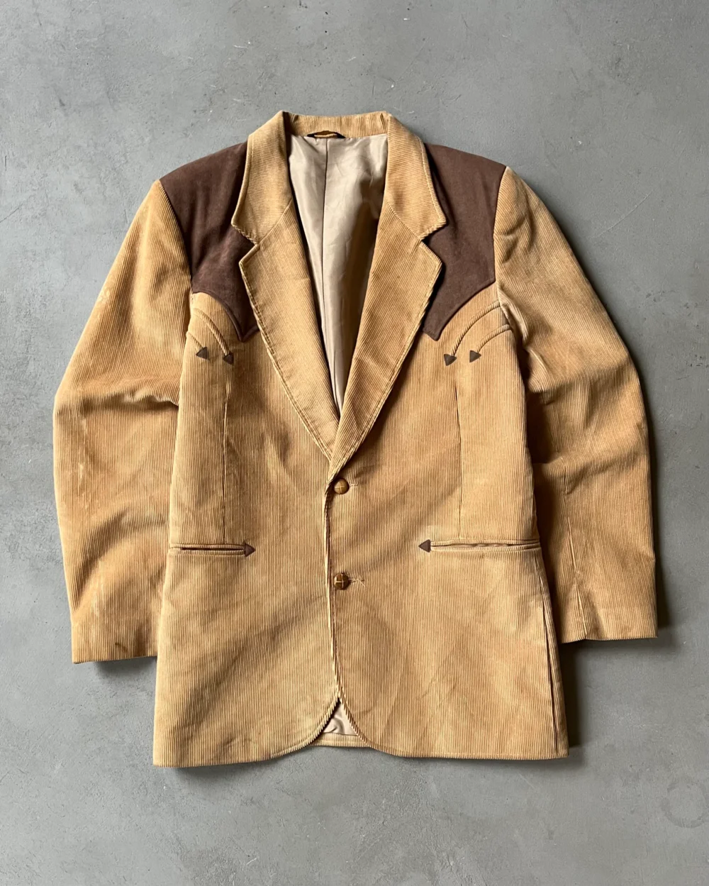 1970s - Beige Western Corduroy Blazer - 44
