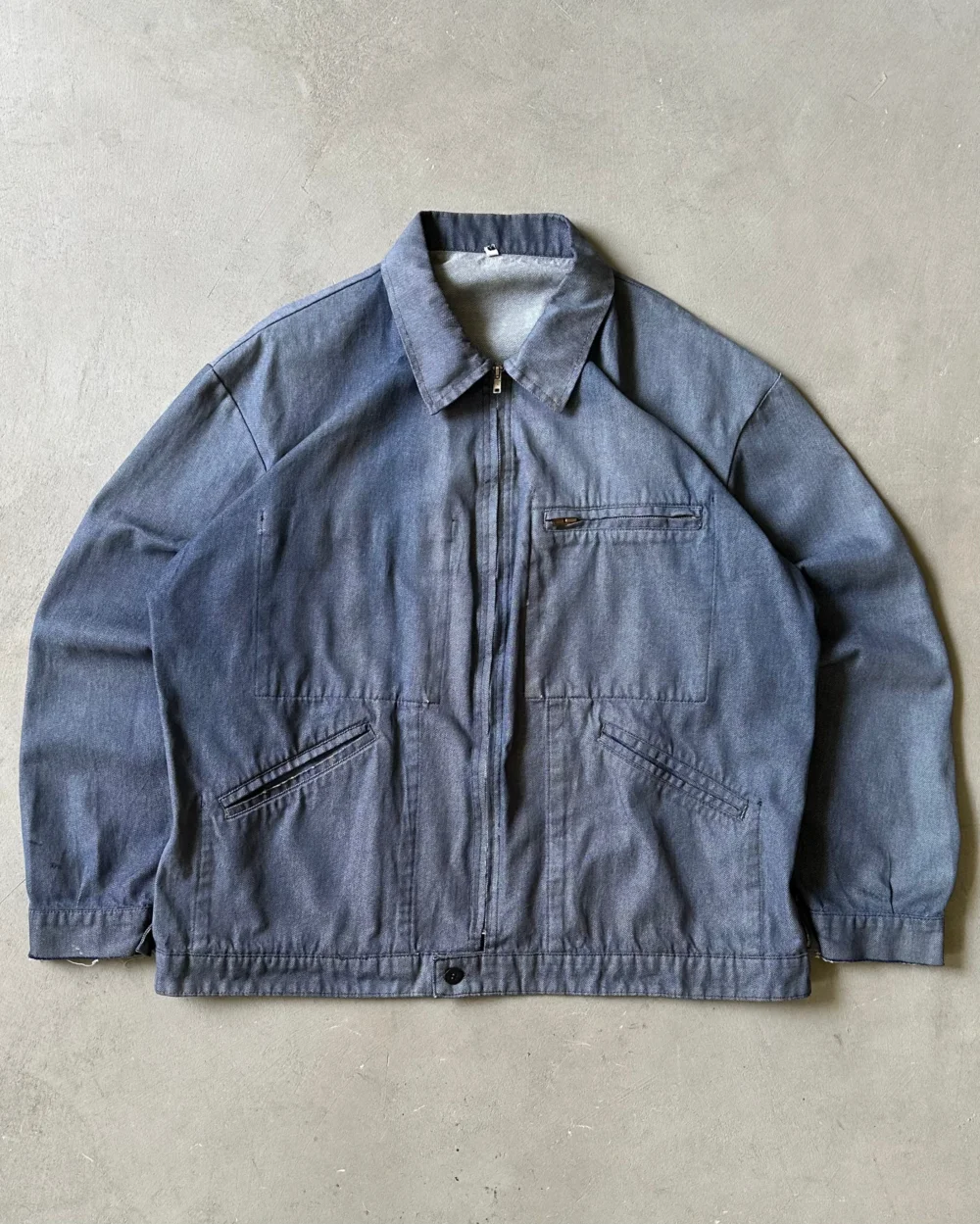 1980s - Distressed Denim Work Jacket - XL
