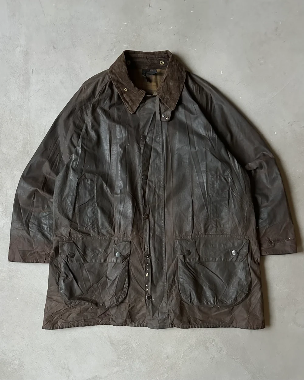 1990s - Distressed Brown Barbour Gamefair Jacket - 48