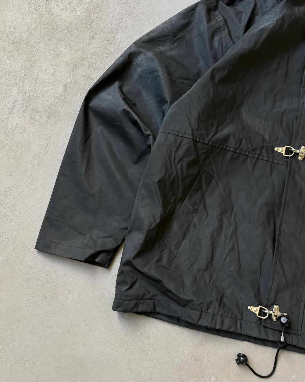 2000s - Black Fireman Rain Coat - XL - 5