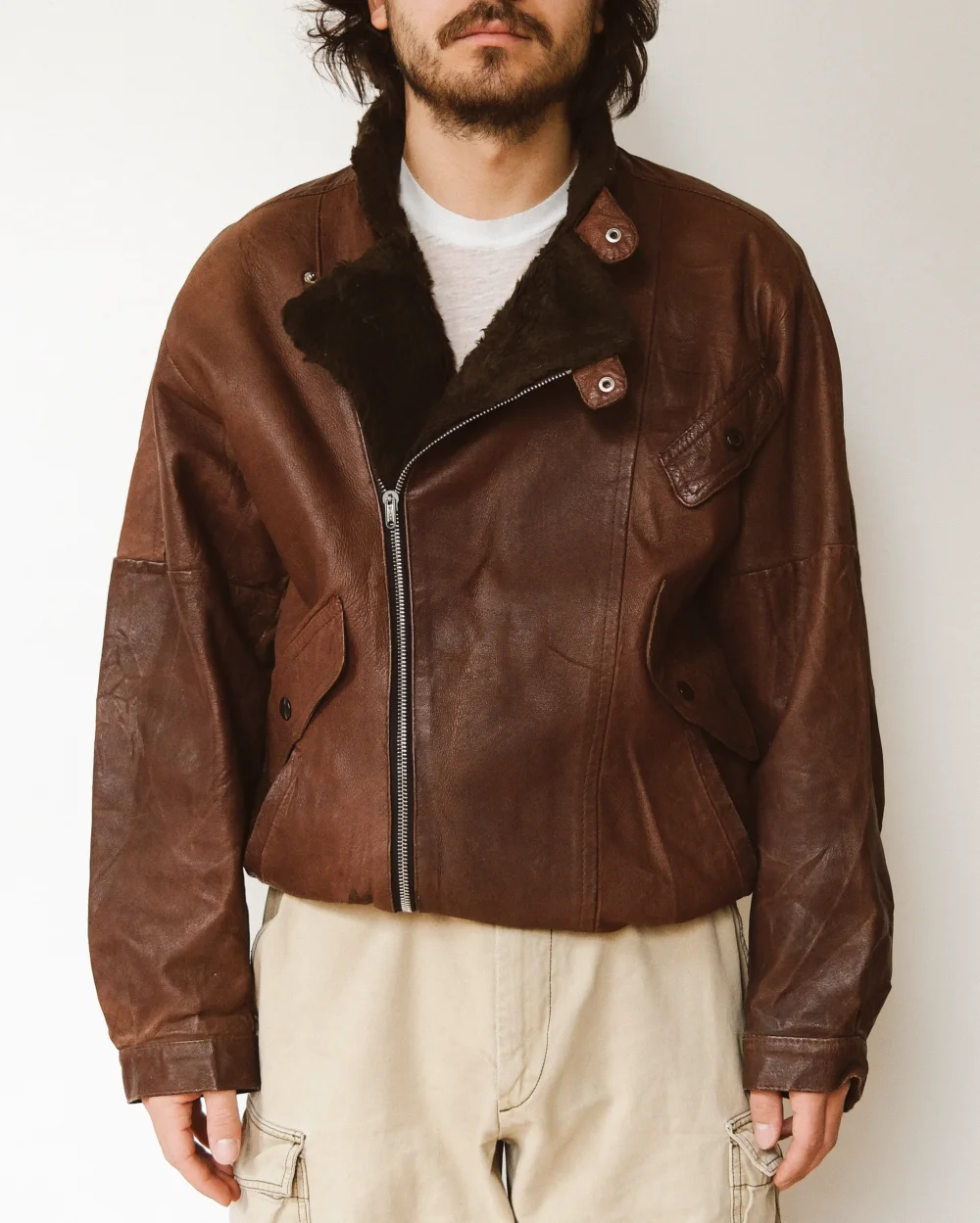 1960s - Brown Gala Faux Fur Leather Jacket - L - 2