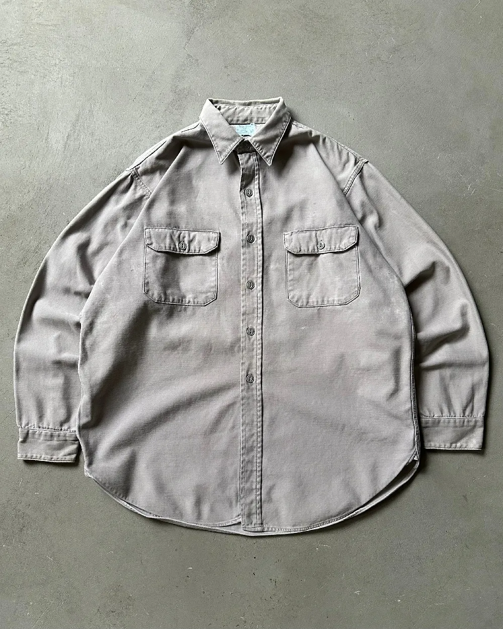 1960s - Distressed Gray Work Shirt - M/L