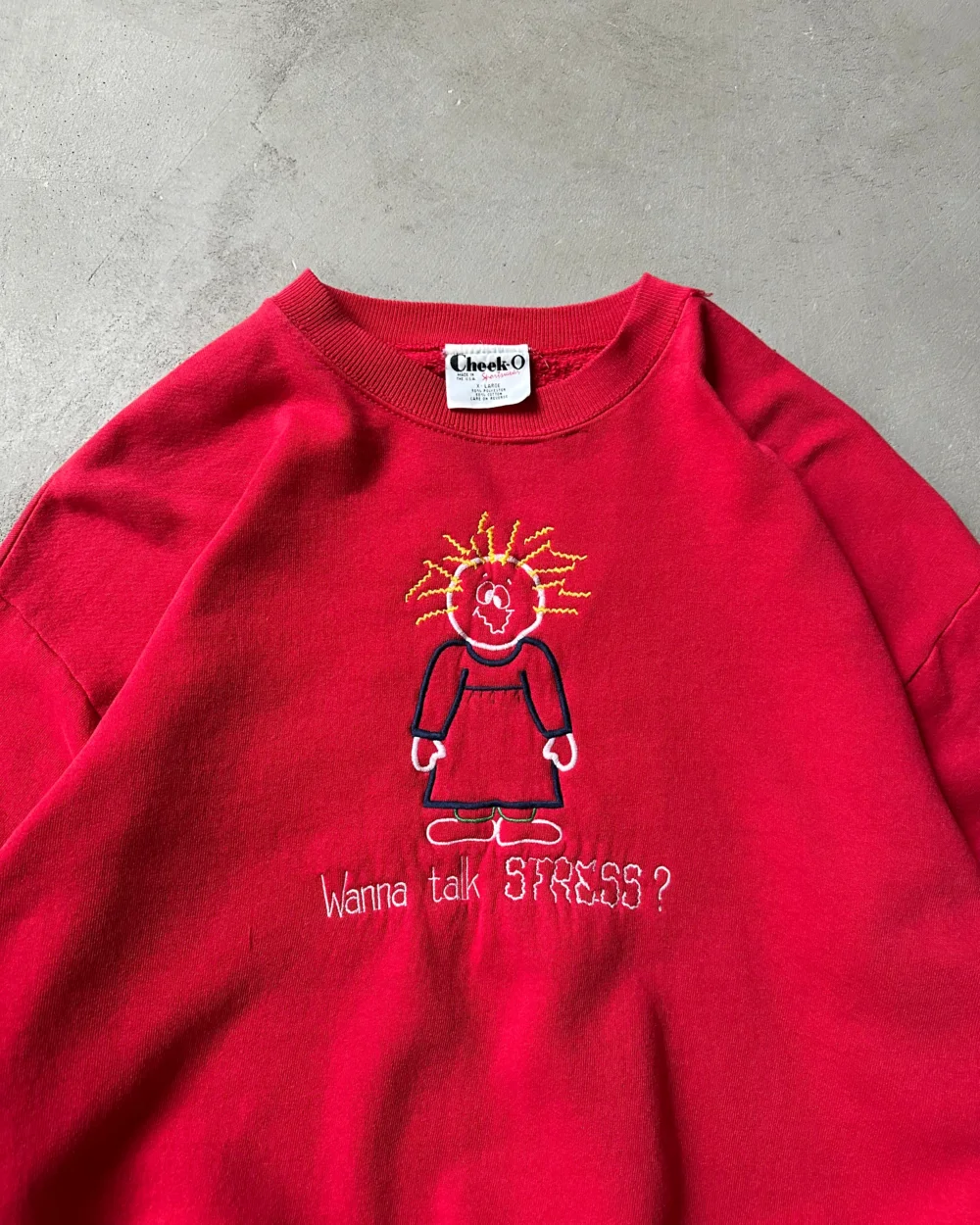 1990s - Red Stress Crewneck - XL - 3
