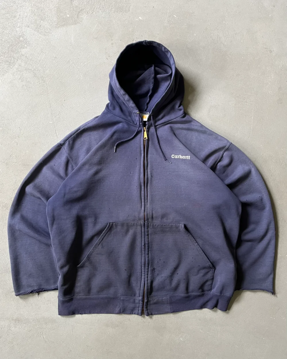 1990s - Distressed Blue Carhartt Zip Up Hoodie - XL
