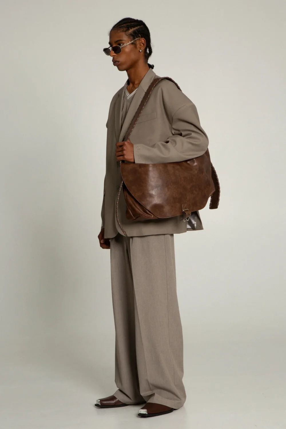 CHEVRON CROSSBODY SADDLE BAG - 5