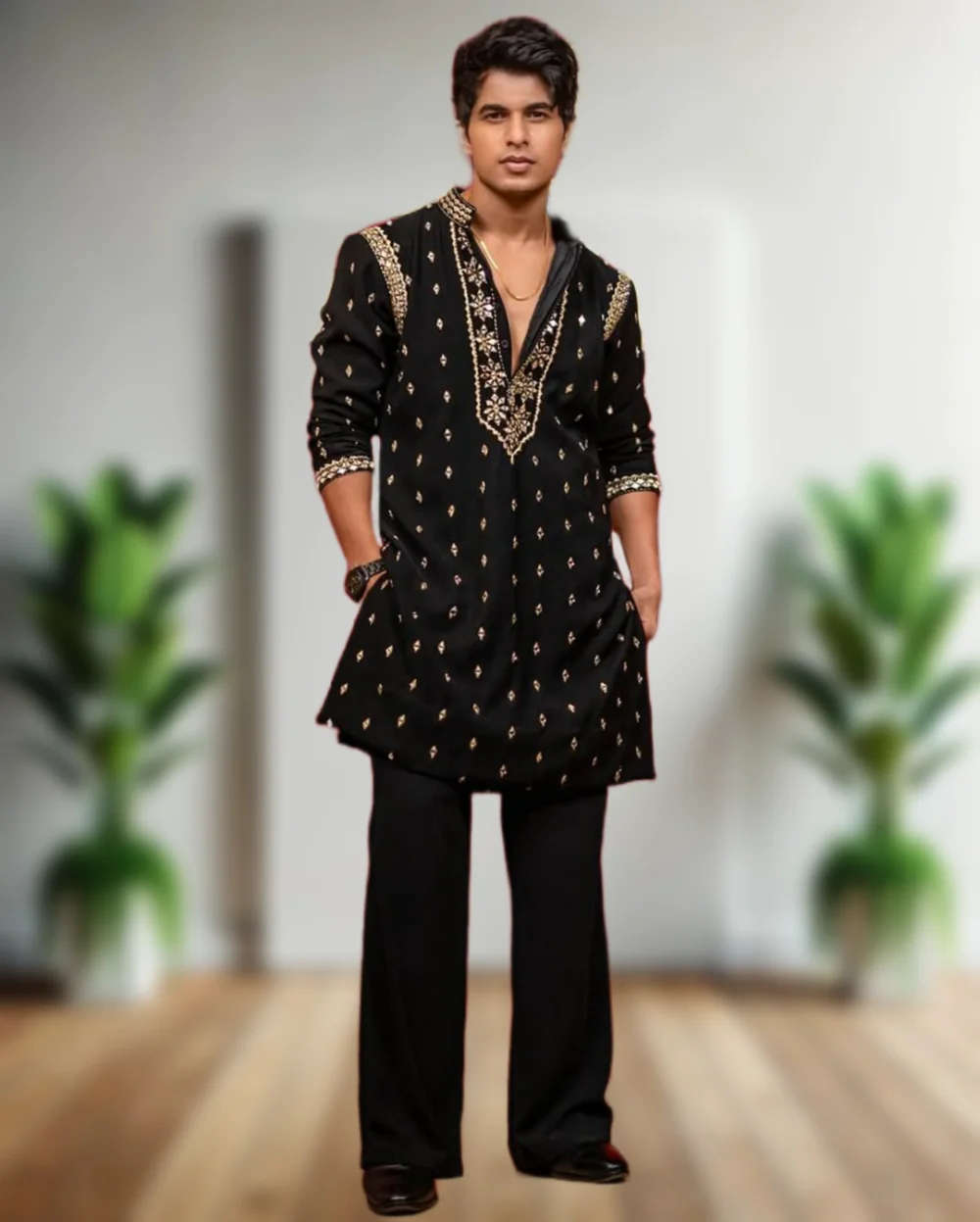 Mens Royal Heritage Designer Luxury Mirror Embroidery Kurta Pajama Set – Exclusive Ethnic Masterpiece for Weddings, Festive Occasions & Celebrations by Faisaloutfits - Faisal Outfits