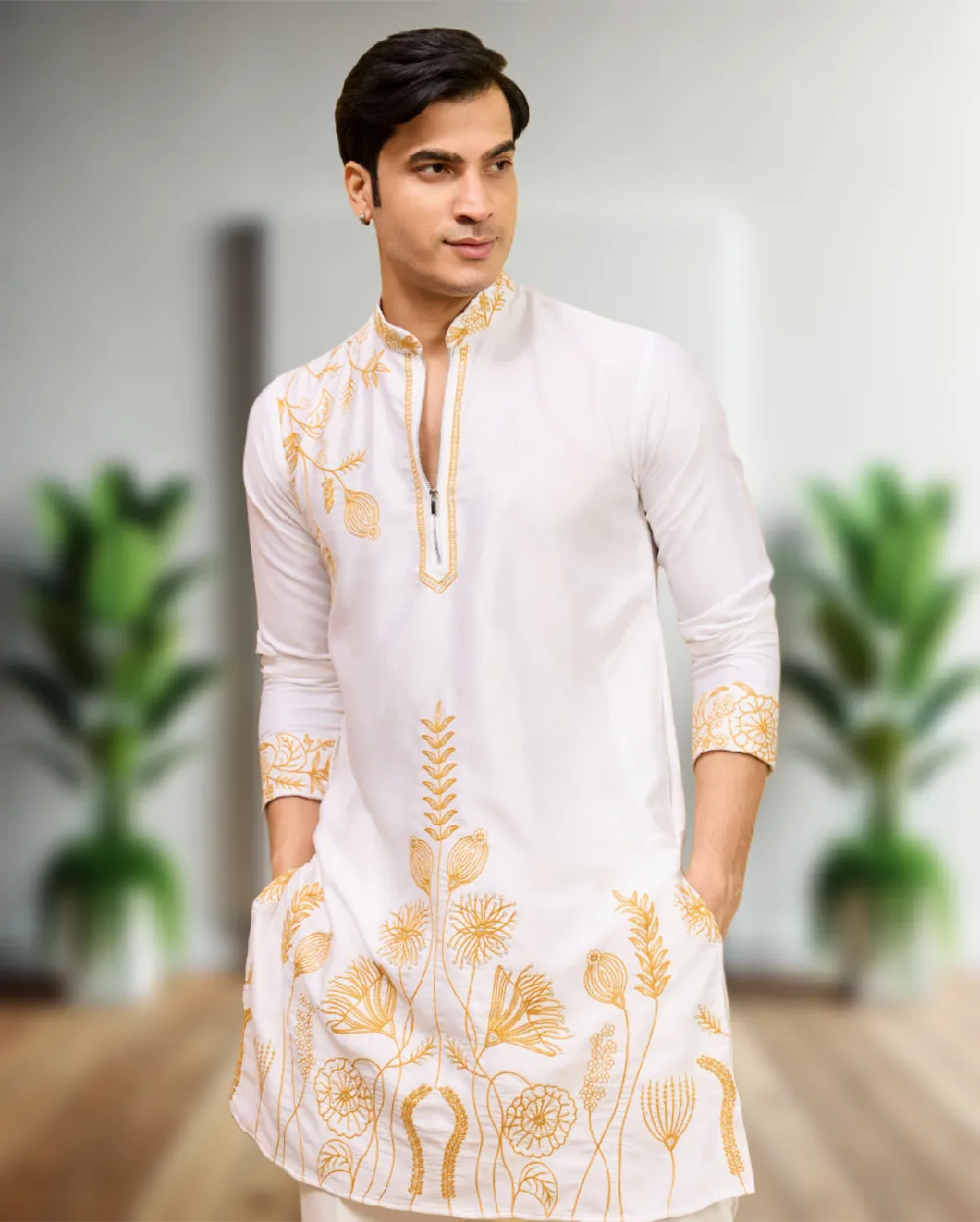 Men’s Premium Designer Luxury Thread Embroidery Kurta Pajama Set Eid & Festive Traditional Wear by Faisaloutfits - Faisal Outfits - 2
