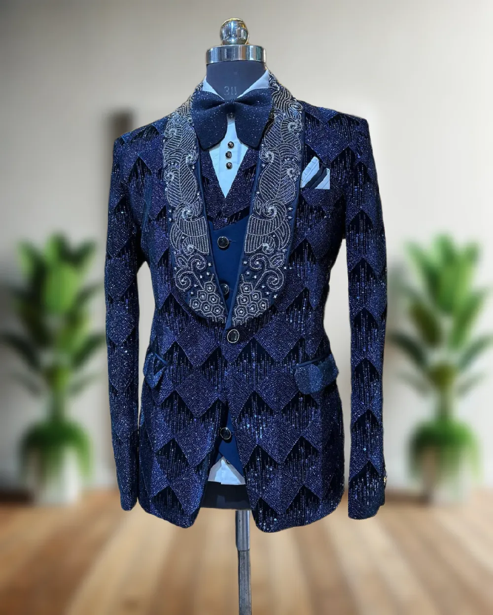 Men’s Exclusive Most Trending Designer Luxury Handcrafted Velvet Five-Piece Tuxedo Suit – Premium Wedding & Party Wear by Faisaloutfits - Faisal Outfits