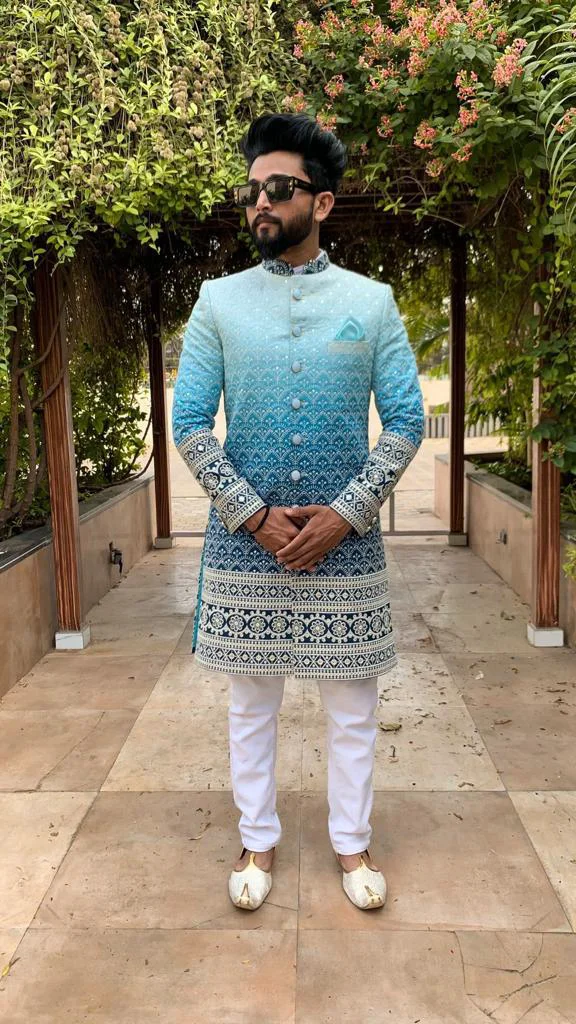 Wedding Special And Trendding Design Laxury Sherwani With Pent - Faisal Outfits