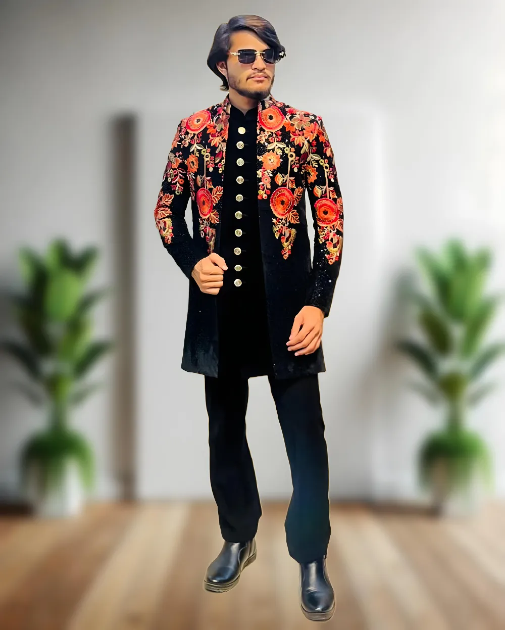 Men’s Exclusive Latest & Most Trending Designer Luxury Open Shrug Sherwani Set with Rich Embroidery – Royal Ethnic Collection by Faisaloutfits - Faisal Outfits
