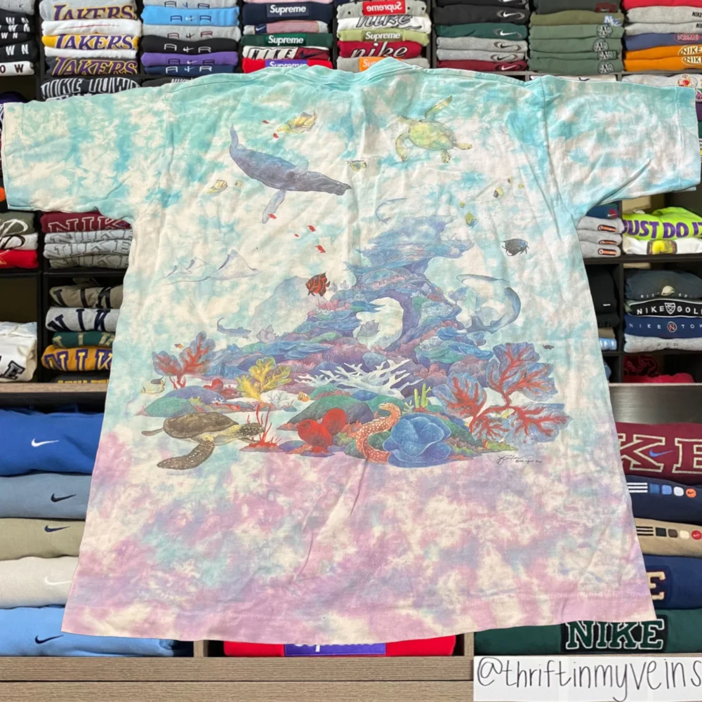 90s liquid blue sea life nature all over print - 4