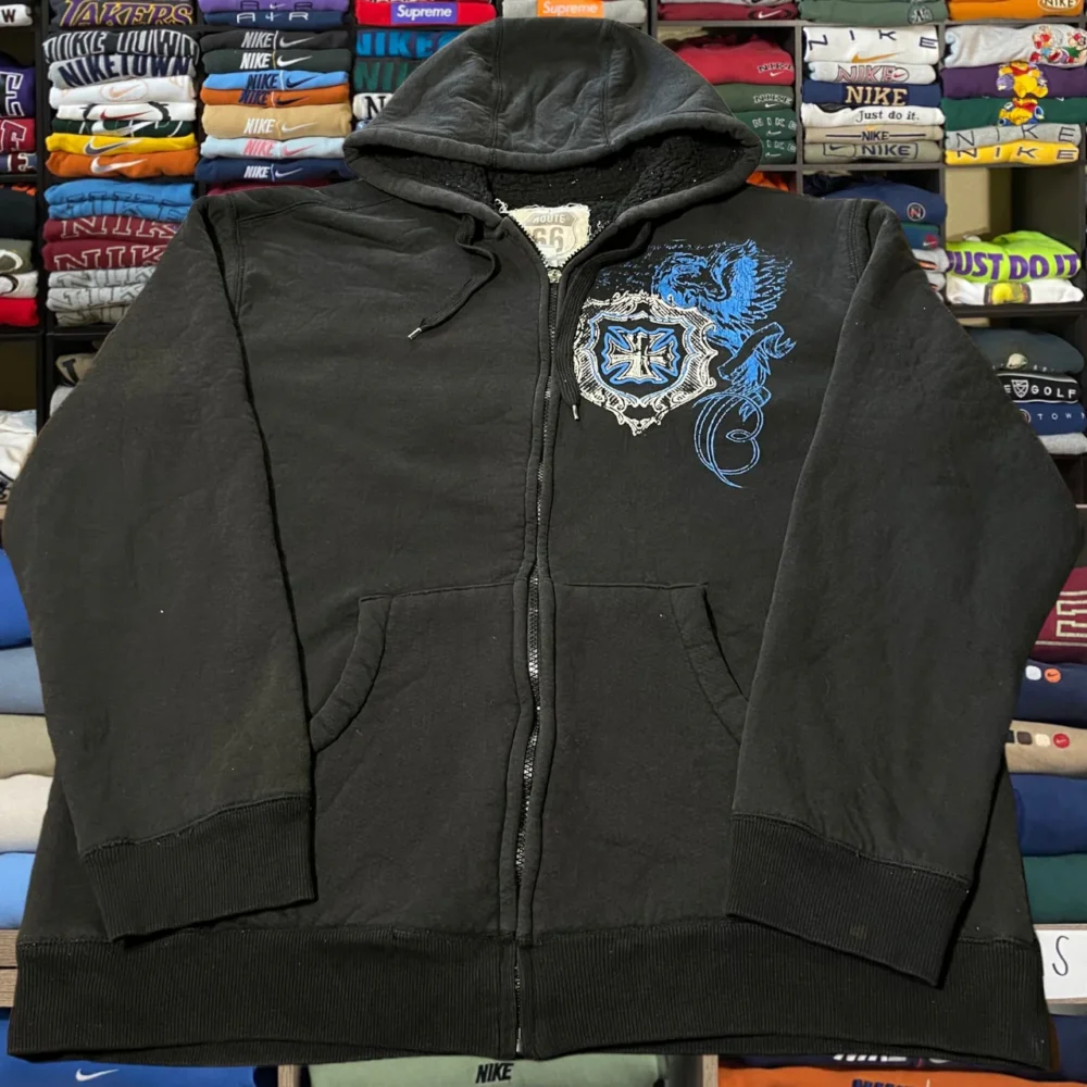 Y2K skater grunge cross full zip hoodie