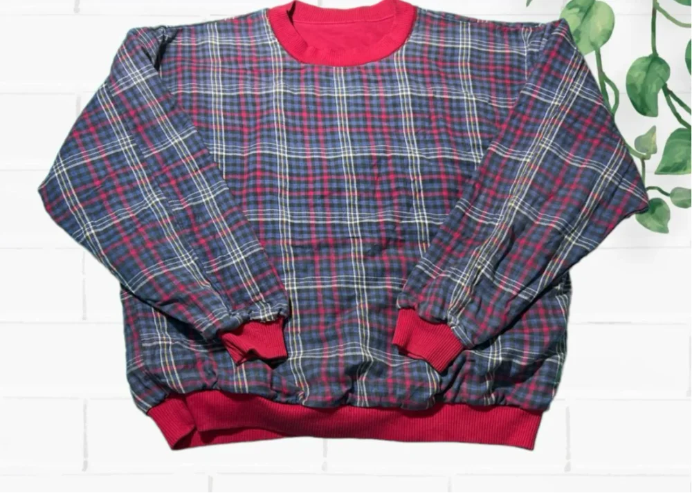 90s reversible plaided sweater