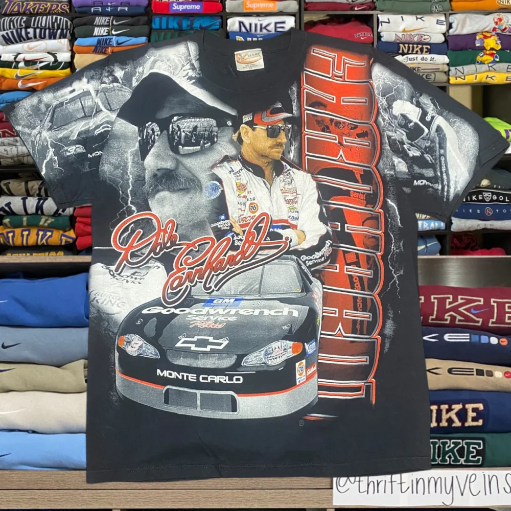 90s all over print nascar graphic shirt (large) - 4