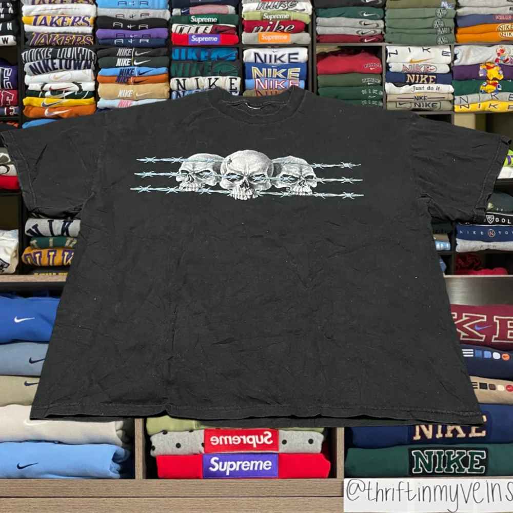Y2K skeleton skull grunge shirt