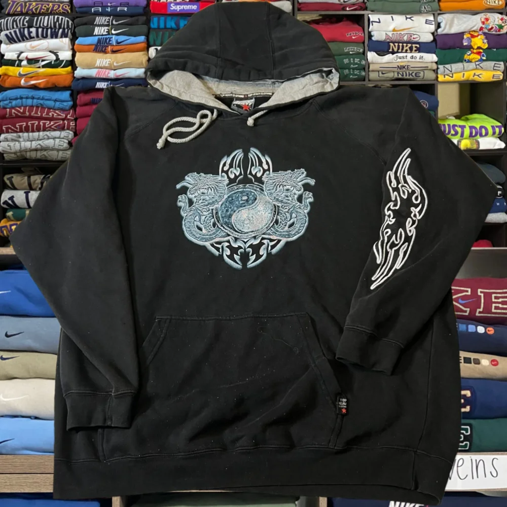 Y2K dragon Ying Yang skater hoodie top heavy