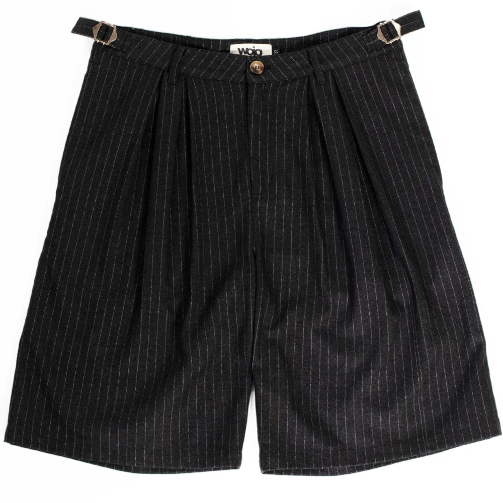 Black Pinstripe Shorts