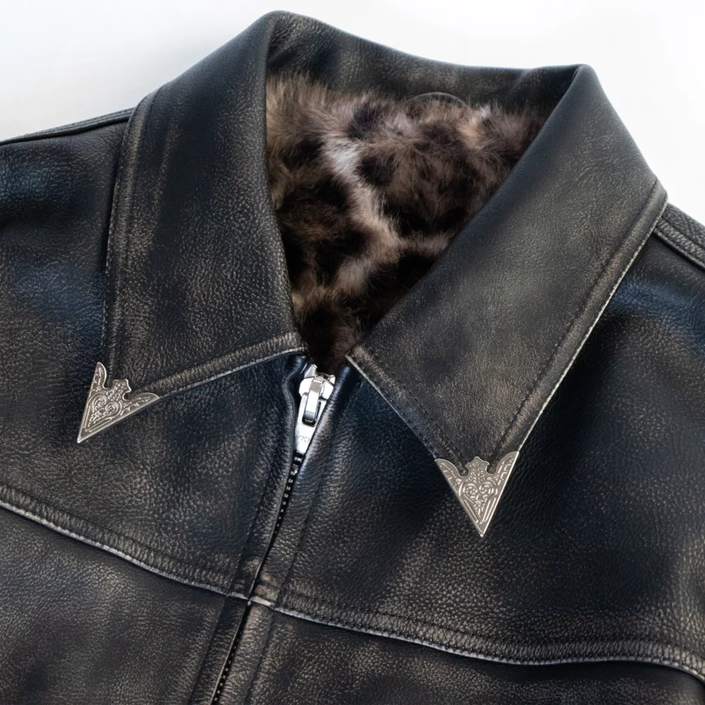 Leopard Leather Jacket - 4
