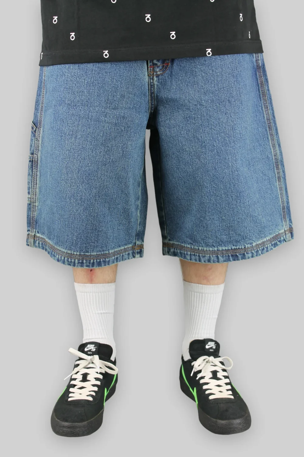 Kids Carpenter Loose Fit Denim Shorts (Dirty Mid Blue)