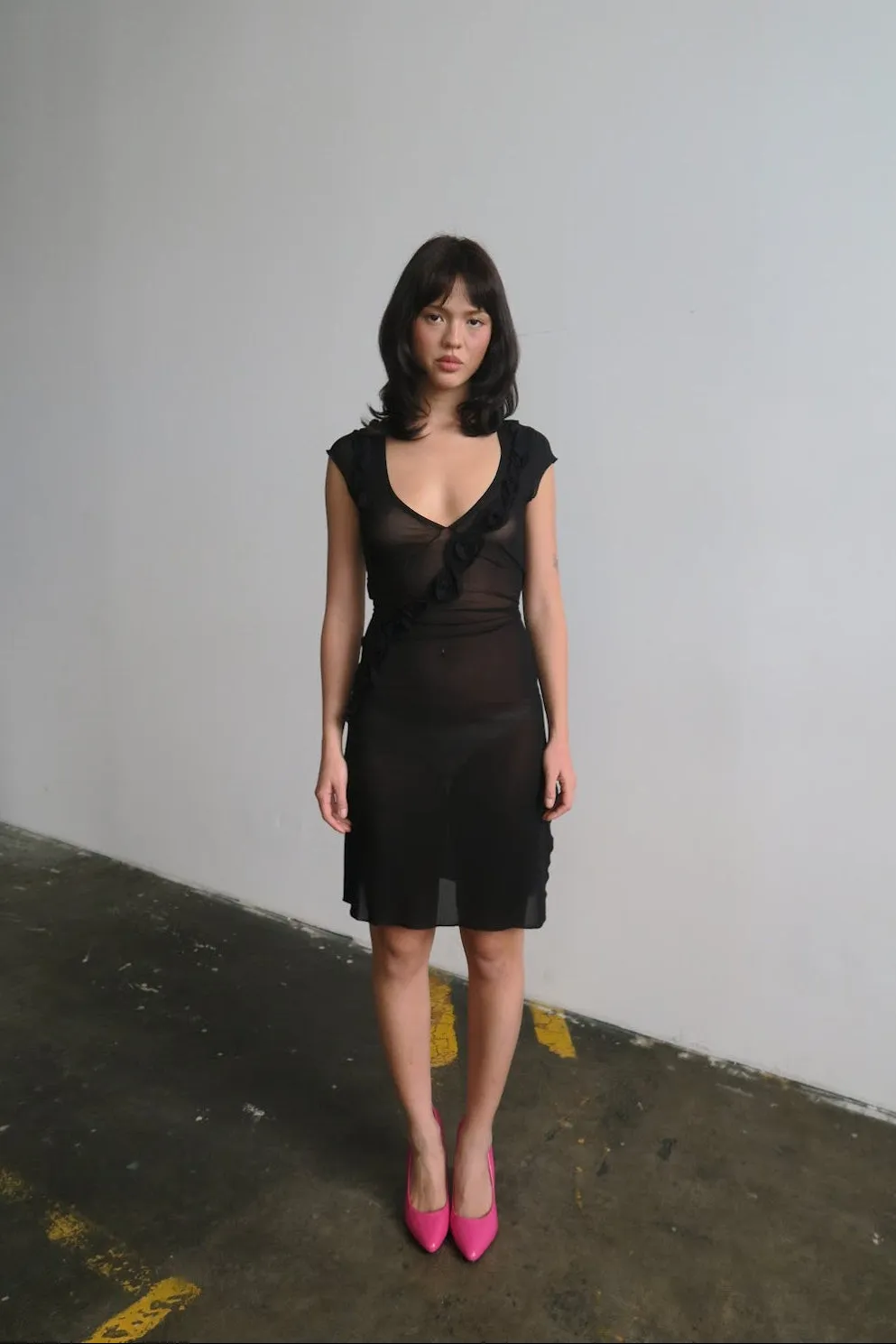 Rosette Midi Dress - Black