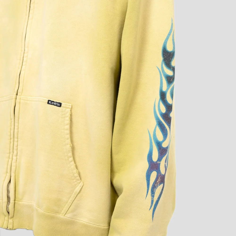 FIRE DISTRESSED ZIP HOODIE - 3