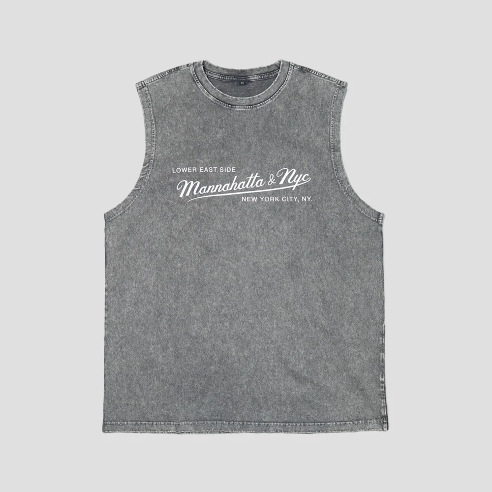 MANNAHATTA NYC LOGO STONE WASHED TANK TOP
