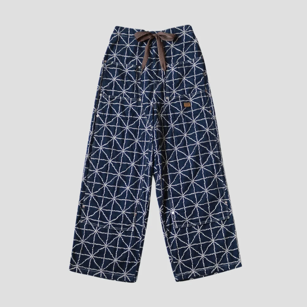 8oz DENIM FOLD DOJO W-KNEE BAGGY PANTS