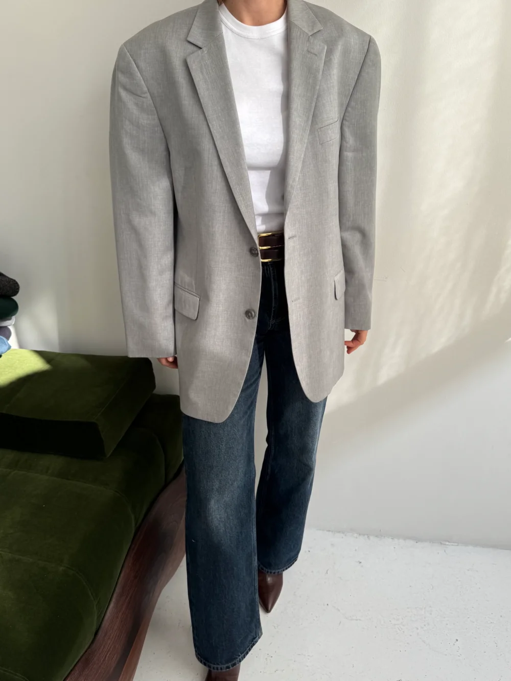 Light grey wool blazer - 4
