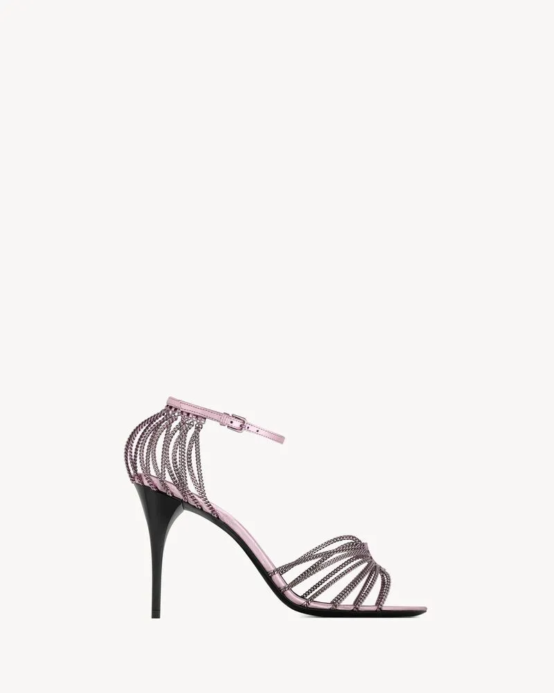BABYLONE sandals in metallic leather and metal