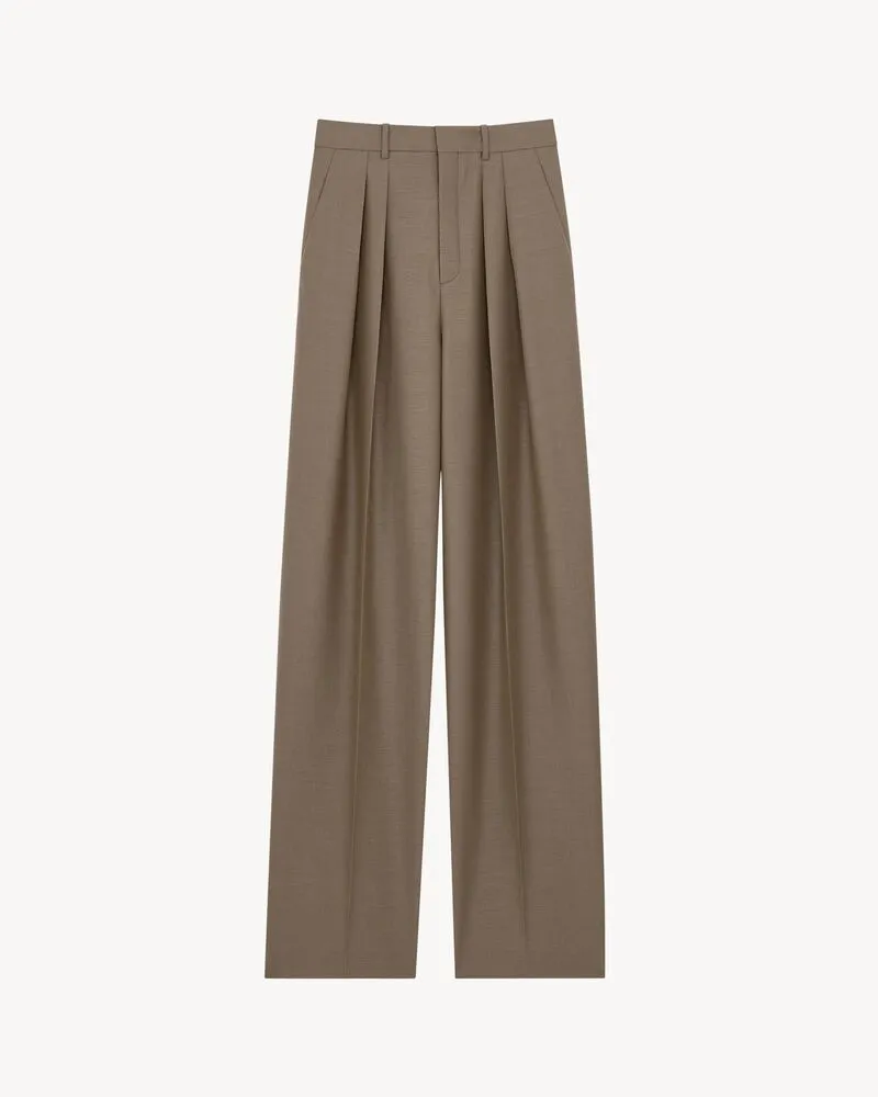 wide-leg pants in wool and mohair