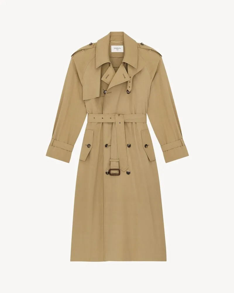 trench coat in water-repellent cotton and silk