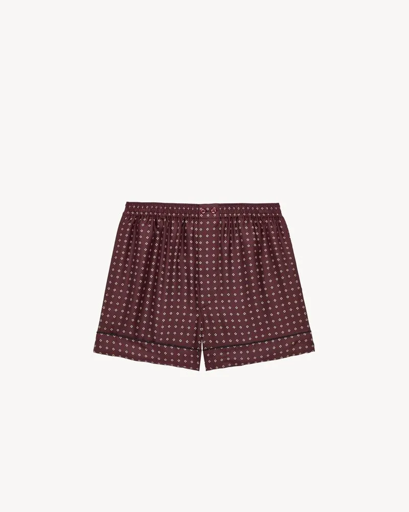 pajama shorts in diamond silk satin