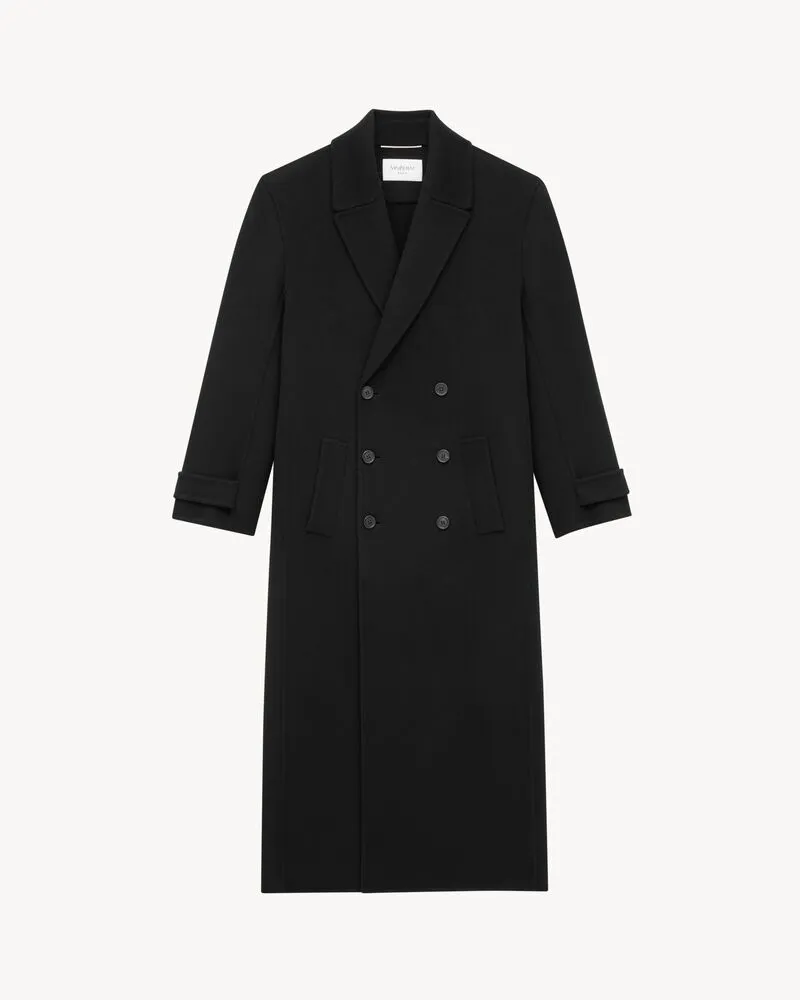 long coat in brushed cashmere and wool
