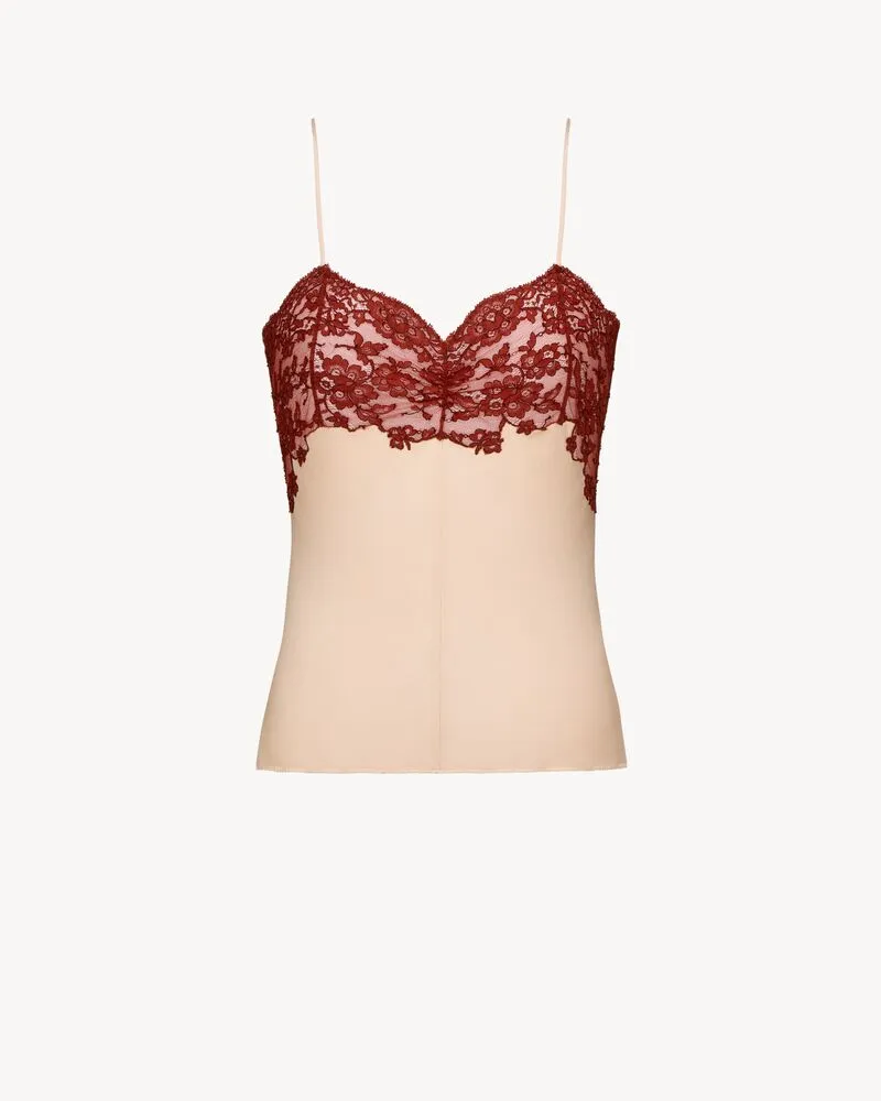 laced camisole in silk satin