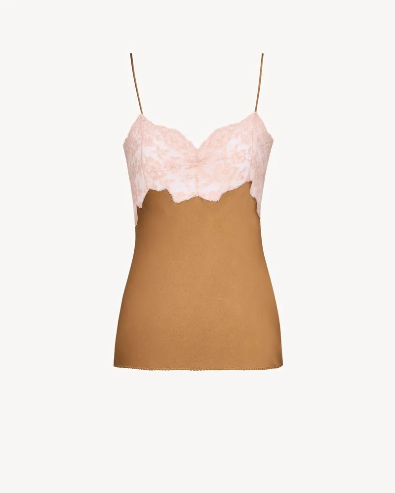 laced camisole in silk satin