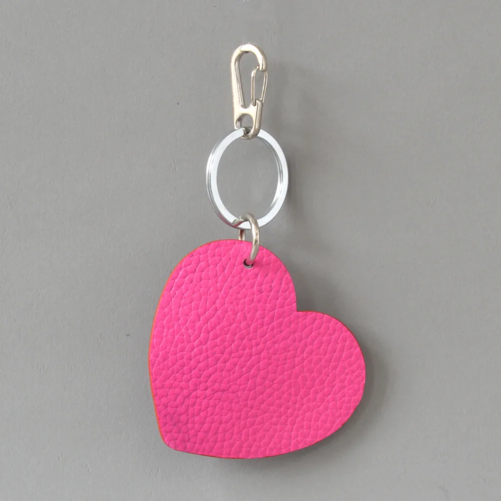 Heart Key Ring Red Pink - 2